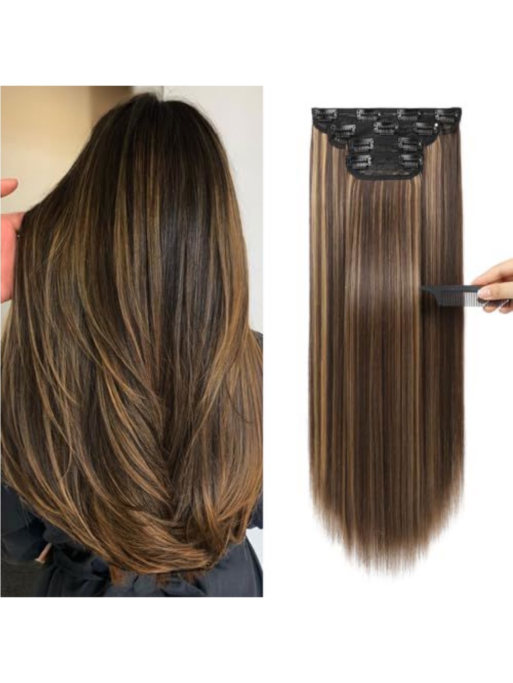 A.P.C. Clip-In Extensions in Brown with Blonde Highlights